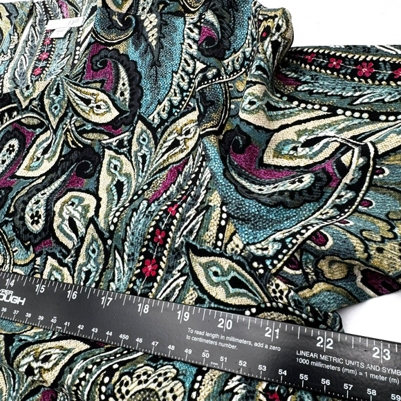 J. JILL Women's Large Blue Purple Tiered Layered Paisley Pullover Boho Tunic Top - Picture 6 of 8